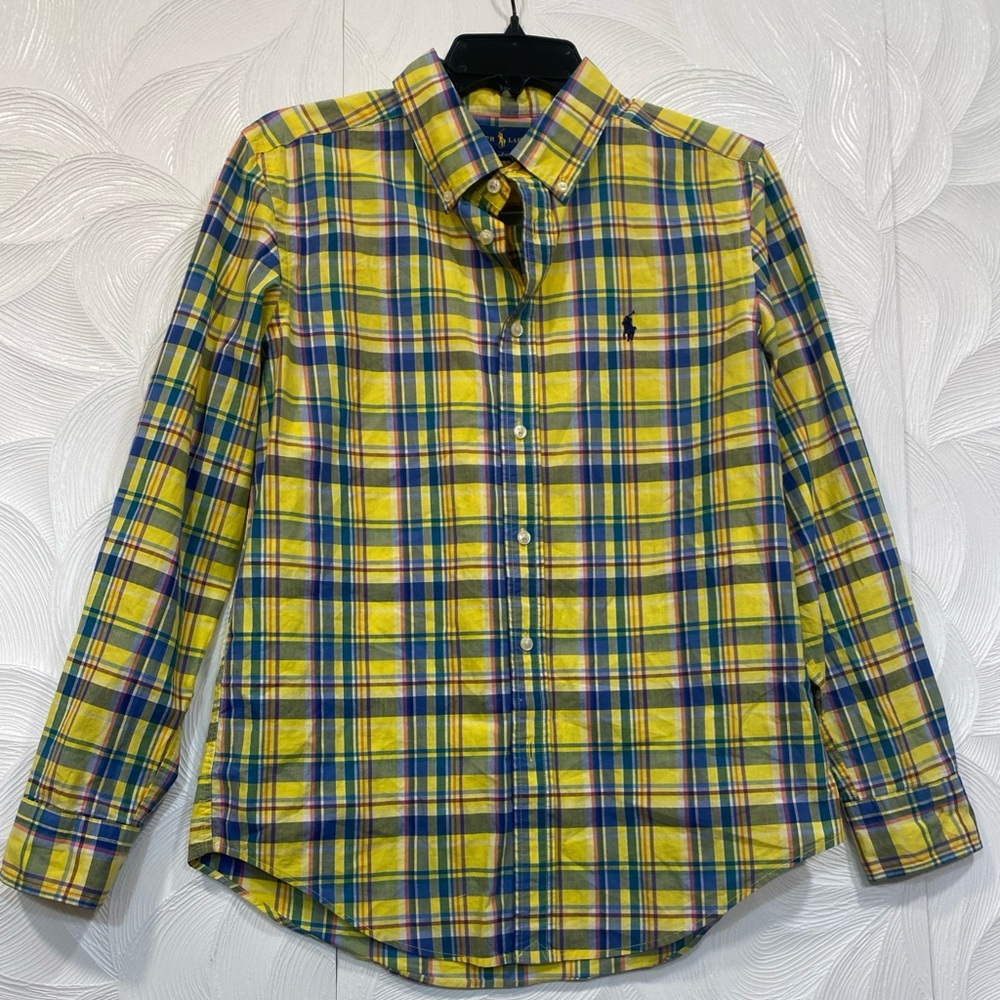 Ralph Lauren Shirt Boys L 14-16 Button down  Plaid Preppy Pony Logo
